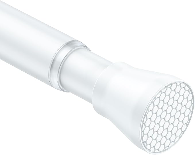 White Tension Curtain Rod for Windows 28 to 48 inch, Adjustable Extendable Pressure Spring Curtain Rod No Drilling, 7/8" Spring Tension Rod for Bathroom Bedroom Doorway Closet Door