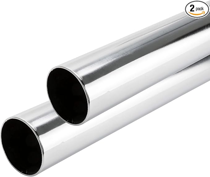 48" HEAVY DUTY Round Closet Rod | 32mm Diameter | Polished Chrome Clothes Pole | 2 Pack