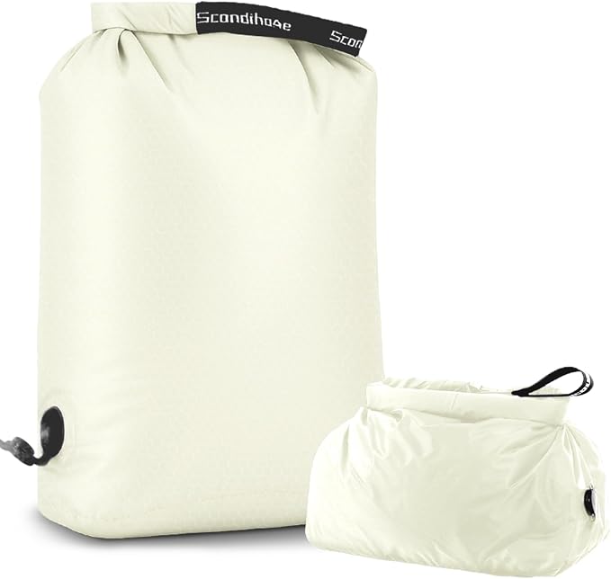 Travel Compression Laundry Bag, Pump-Free Vacuum Space Saver Bag for Dirty Clothes, Reusable Waterproof Wet Dry Bag, Travel Laundry Bag for Luggage, Packing, Suitcase (1 Pcs)（White, M)