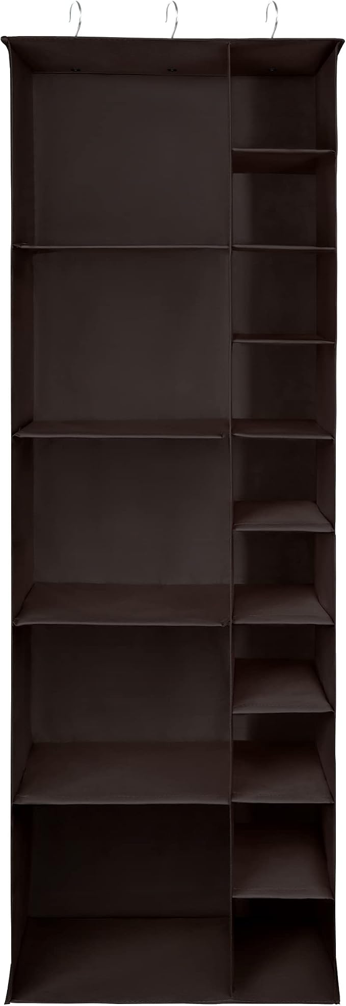 Libeder Shoe Organizer for Closet, 15 Shelf Hanging Closet Storage Shelves - 10 Shoe Rack Organizer and 5 Compartment for Clothes with 6 Side Mesh Pockets for Scarf, Socks,Gloves, Coffee