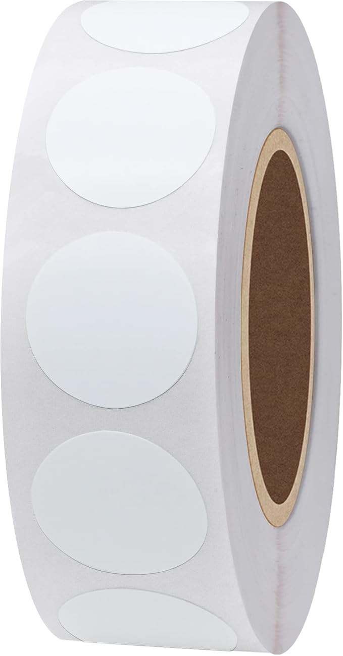 Hybsk White Permanent Color-Code Dot Stickers Round Semi Gloss Paper Stickers Adhesive Label (3/4 inch)