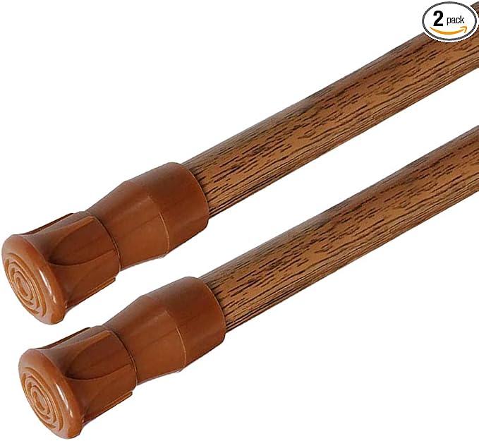 AIZESI Spring Tension Curtain Rods Short Tension Rod (Wood, 16" to 28"-2Pcs, Optimum Scope of Application 16 to 24 inch, Can't Hang Heavy Curtains)