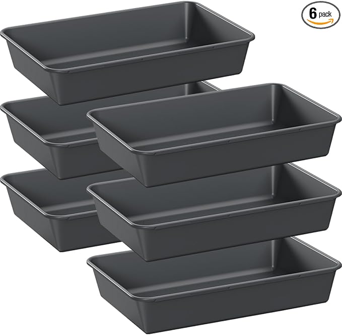 Kutesna 6 PCS Large Plastic Drawer Organizer, 9"×6" Desk Drawer Organizer and Storage Trays, Versatile Plastic Storage Bins for Makeup Vanity, Jewelries, Kitchen Utensils, Bathroom and Office