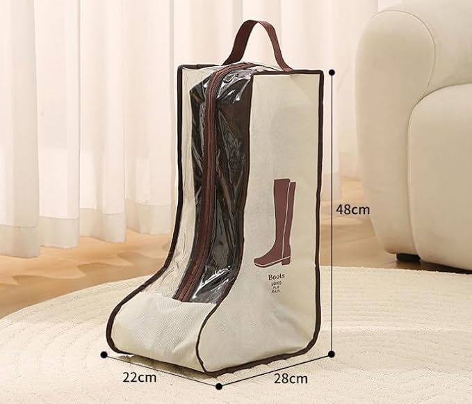 Rikyo 2 Set Beige Shoe Storage,Portable Short Boots & Tall Boots Storage | Protector Bag, Shoe Dust Bags & Sleeves for Travel,Clear Boots Cover, Shoes Packing Organizers for Adult Sneakers