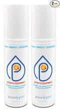 Purefypro Sports Equipment Disinfectant Spray - (4oz, 2pk) Kills 99.9999% MRSA, HIV, Athlete Foot Fungus, Virus and Fungi. No Rinse, No Residue. Sports Pads, Yoga Mats, Shoes, Boxing Gloves Euipment