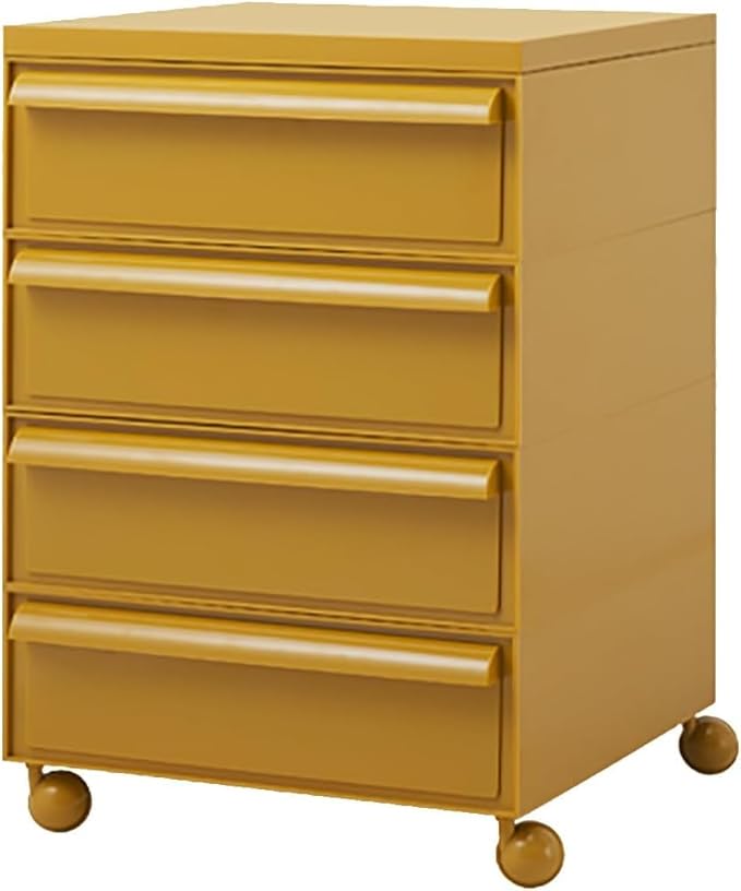 ELEFOCUS 5 Stackable Plastic Storage Bins, rotatable Storage cabinets and Drawers, Bedside Storage Units(Size:42x42x64cm(17x17x25inch),Color:Yellow)