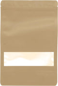 100PCS Foil Pouch Mylar Bags with Clear Window,ULIFESTAR Stand Up Sealable Bags with Tear Notches,Resealable for Food,Party Favors,Gift Packaging and Small Business(16 * 24cm/6.3 * 9.45",Gold)