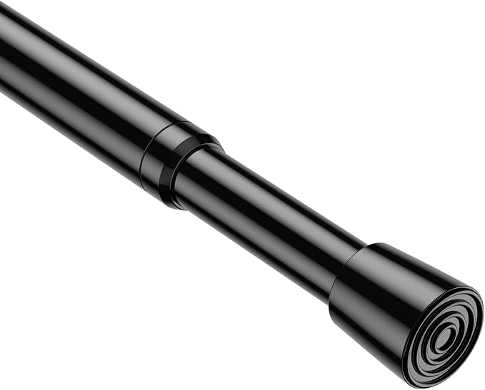 Spring Tension Curtain Rods 26-38 Inch Black 1 Pack | No-drill & tool-free setup. Fits windows, kitchens, doorways. Rust-resistant, great for light curtains.