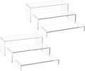 Acrylic Display Riser Stand,12" 6Pc 5mm, Tiered Shelf Risers for Cupcake | Clear multi-size plastic steps rack matching perfume, jewelry, pop collectibles. Stackable food buffet table setup