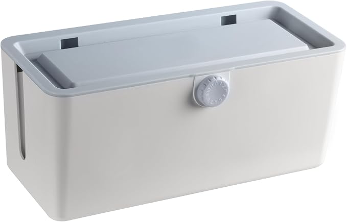 KinderSense® Cable Management Box - Cord Organizer with Child Proof Lock - Cord Hider to Conceal Wires,Power Strips from TV,Computer,Desk and Babies - 12 X 5.25 x 5.25 (Gray)