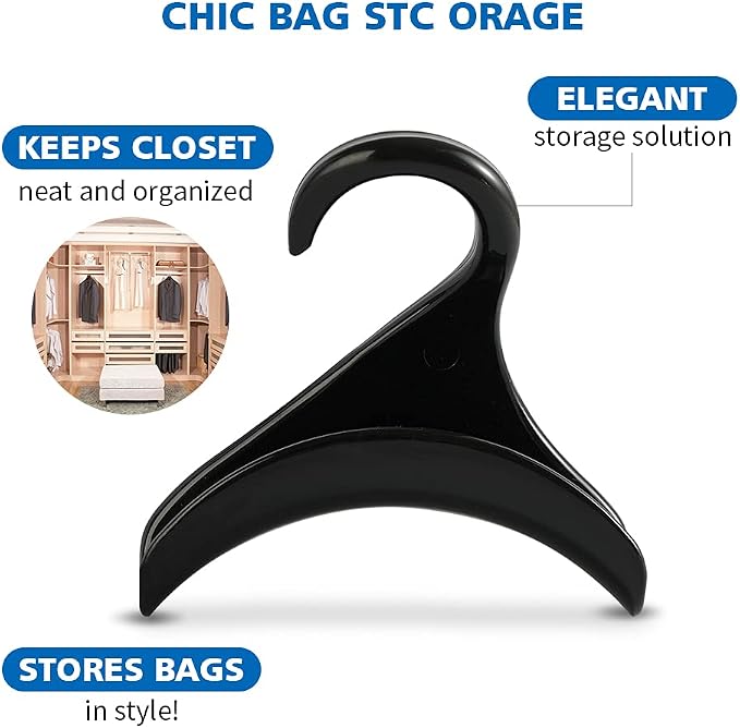 Purse Hanger for Closet Rod - Handbag Storage Organizer - Acrylic Hangers for Hanging Purses, Backpacks, Satchels, Crossovers, Totes (4 Pack)