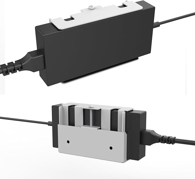 Monzlteck All-Metal Adjustable Width Power Strip/Laptop Chargers Holder Mount - Under Desk or Wall Mountable Universal Organizer for Power Strips, Laptop Chargers & Cable Management (Large)