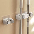Broom Holder Wall Mount Mop and Command Broom Hanger Organizer Wall Mount Self Adhesive (Double clip)