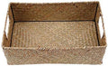 14''x10''x4.7''H Hand-woven hollow handle receive the cane makes up straw basket box bin bin rural wind Wicker Crafts