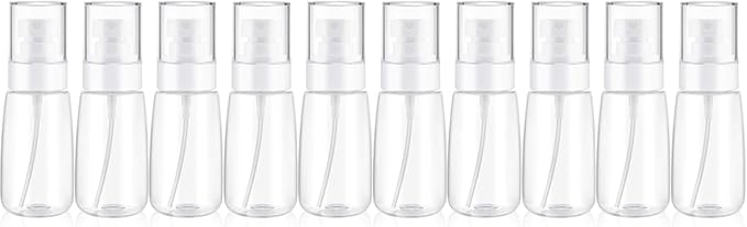 Empty Fine Mist Spray Bottles 2oz Small Travel Perfume Atomizer for Essential oil Perfume Hair Makeup 10 Pack