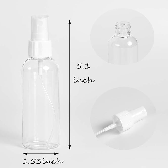 3 Pack Small Spray Bottle, 2.7oz/80ml Travel Spray Bottle, Empty Fine Mist Spray Bottles, Refillable Mini Spray Bottles with Labels