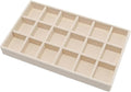 Velvet Jewelry Organizer Trays Beige Stackable Jewelry Storage Display Tray with Removable Dividers, 18 Grids