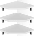 Alsonerbay Pine Wood Corner Shelves with Cable Cutout 3-Pack, White | Diamond-shaped, cable management, 40 lbs/shelf, 0.79" thick pine, L-shaped metal brackets, for router & media devices