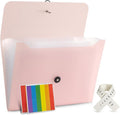 Expanding File Folder File Organizer 13 Pocketsr Accordion Filing Folder for Documents Aesthetic Paper Organizer Folder for Work, School, Home, Office (Transparancy Pink)