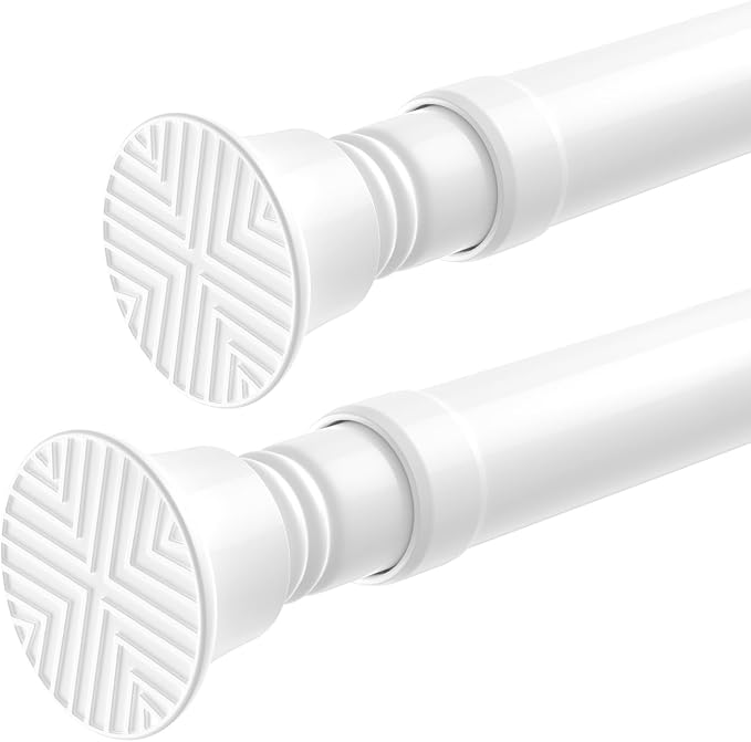 Tension Curtain Rods for Windows 16-38Inch 2Pack Spring Adjustable Curtain Rods No Drilling Small Tension Rod Expandable Pressure Spring Tension Rod for Closets