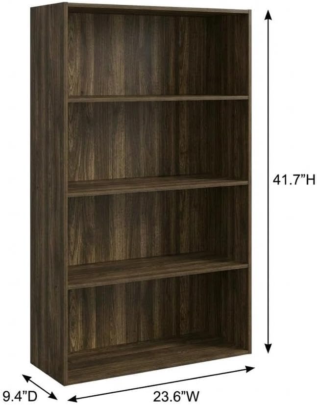 Furnifact Columbia Walnut Bookcase with Wooden Construction, Stylish Storage for Living Room or Office, Durable and Modern Design