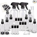 Loretoy Glass Spray Bottle Kit×10 (2×16 oz, 2×4 oz, 6×2 oz), 9×10 ml Roller Bottles, Anti UV, Multi Size and Versatile, Suitable for Aromatherapy, Facial Moisturizing, Watering, etc.(Clear)