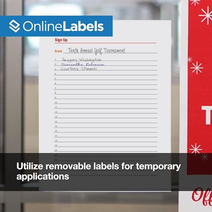 Removable Full Sheet Labels - 8.5 x 11-250 Sheets - Inkjet/Laser Printers - Vertical Back Slit for Easy Peeling - Online Labels