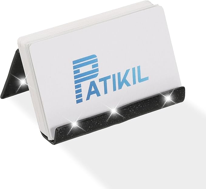 PATIKIL Business Card Holder for Desk, Acrylic Business Card Holders Shine Card Stand Organizer Cards Display for Office Exhibition, Black