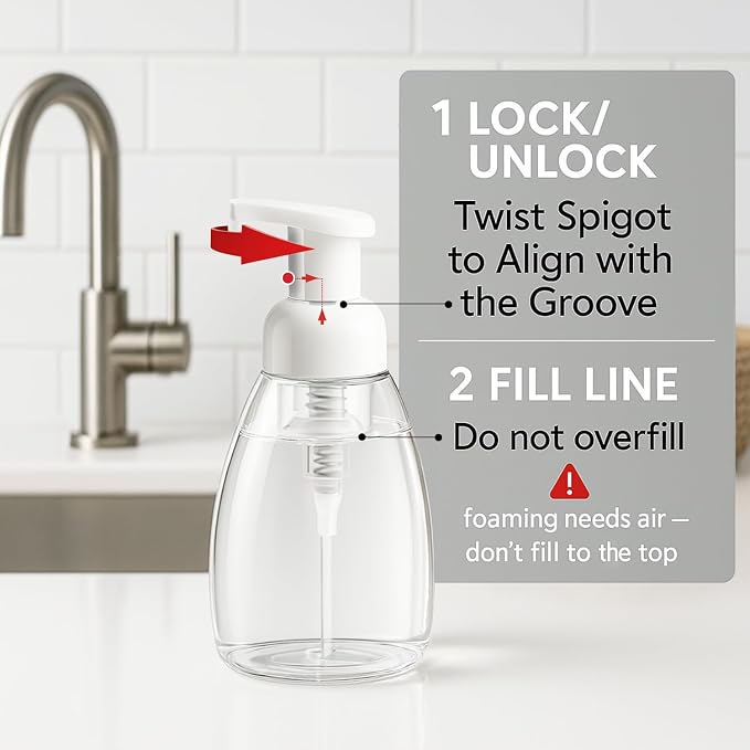 Bar5F 4-Pack Foaming Soap Dispenser Pump Bottle for Dr. Bronner's Castile Liquid Soap 8.5-Ounce