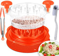 Large Chicken Shredder Tool Twist Equipped with Middle Tray, Including 1 x Anti-slip Silicone Mat, 1x Kitchen Tongs and 1x Cleaning Brush, Suitable for Pork Beef‬ Chicken‬ Breast (Orange)