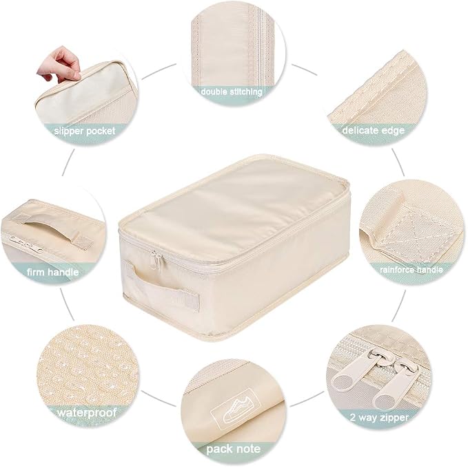 JJ POWER Travel Shoe Bags, Foldable Waterproof Shoe Puches Organizer-Double Layer (2 Grey Shoe Bags)