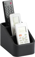 3 Compartments PU Leather Remote Control Holder, TV Remote Holder for Couch | Small Pen Desk Organizer for Office Bedside Living Room, Remote Caddy Nightstand Organizer