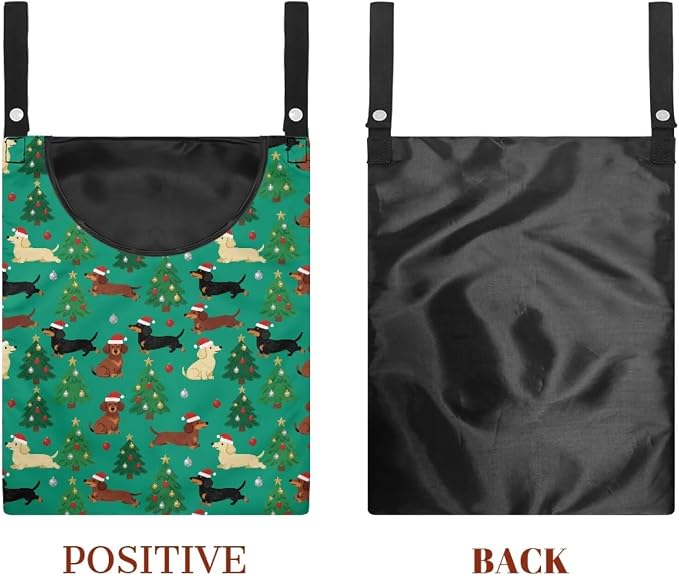 Dachshund Clothespin Pouch Clothespin Bag with Hanging Hook Christmas Tree Waterproof Clothes Pin Hanging Bag Space-Saving Clothespins Storage Organizer Clothesline for Outdoor