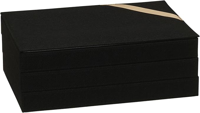 Household Essentials Black Stacking Jewelry Organizer Stacking Boxes with Removable Lid