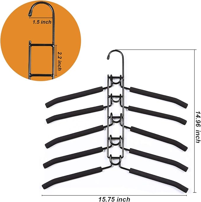 Space Saving Hangers for Clothes 2 Pack Closet Storage | Heavy Duty Non-slip Foam Padded, Detachable Design. Fits Shirts, Coats, Suits. Perfect Storage for Dorms & Apartments
