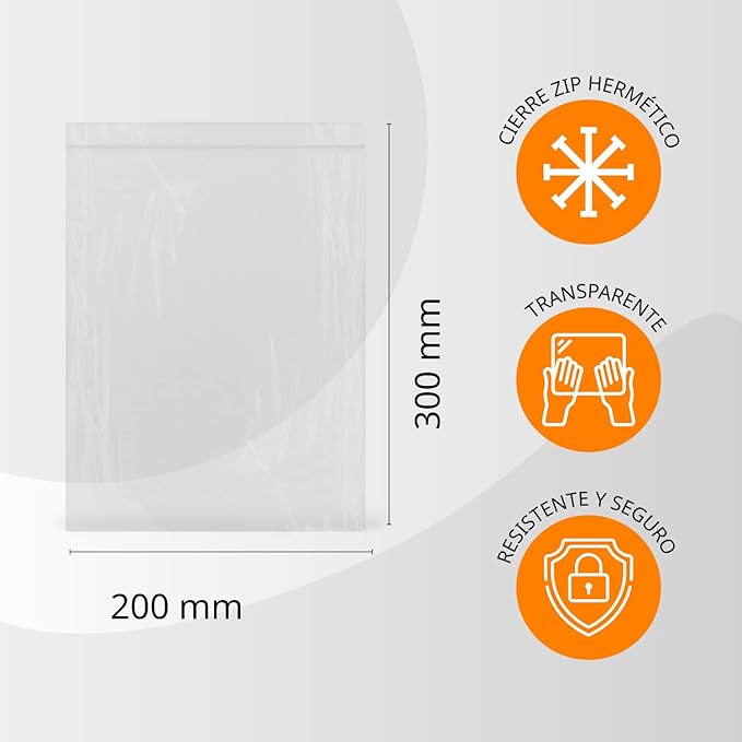 500 Clear Plastic Airtight Seal Bags Ideal for Freezing Food, Document Storage, Reusable and Storage Bags - Ophituria (500 Bags, 200 x 300 mm)