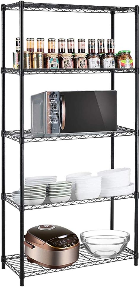 Meet perfect 5-Tier Heavy Duty Wire Shelving Unit, 72" H x 36" W x 14" D Metal Storage Rack with Leveling Feet, NSF Certified Steel Organizer for Garage, Kitchen, Pantry, 1250 lbs Capacity
