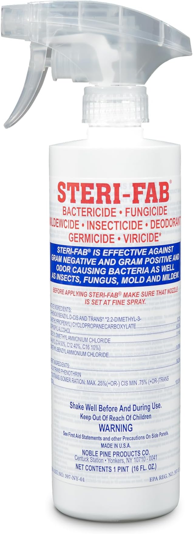 Steri-fab All-in-One Disinfectant Spray, 16 Ounce Sprayer Bottle | Kills Bed Bugs, Fleas, Mites, Roaches, Viruses, Fungi, & Odors, Quick-Drying, Non-Residual