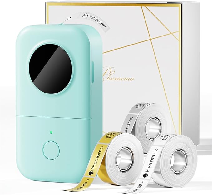 Phomemo Label Maker Machine with Tapes - White/Clear/Gold Labels, D30 Portable Handheld Bluetooth Mini Label Makers, Multiple Templates Fonts Icon, Thermal Small Label Printer Rechargeable for Home