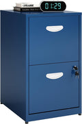 Polup 2 Drawer File Cabinet with Lock, Small Filing Cabinet for Home Office, Metal File Cabinet with Drawers for Under Desk, Blue, Assembly Required