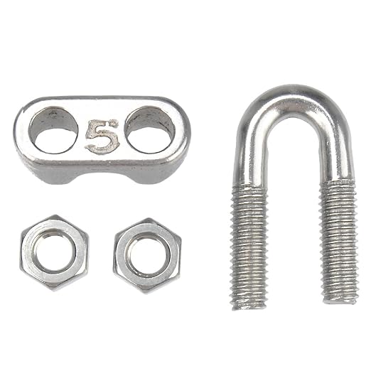YAMASO 20PCS 3/16 Inches M5 Stainless Steel Wire Rope Cable Clip Clamp