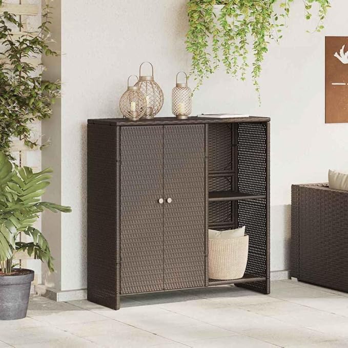 vidaXL Storage Cabinet with Storage Brown 100 x 36 x 102 cm Rattan, Chic Rattan Storage for Living Room, Multi-Use Cabinet, Stylish Design for Easy Home Organization