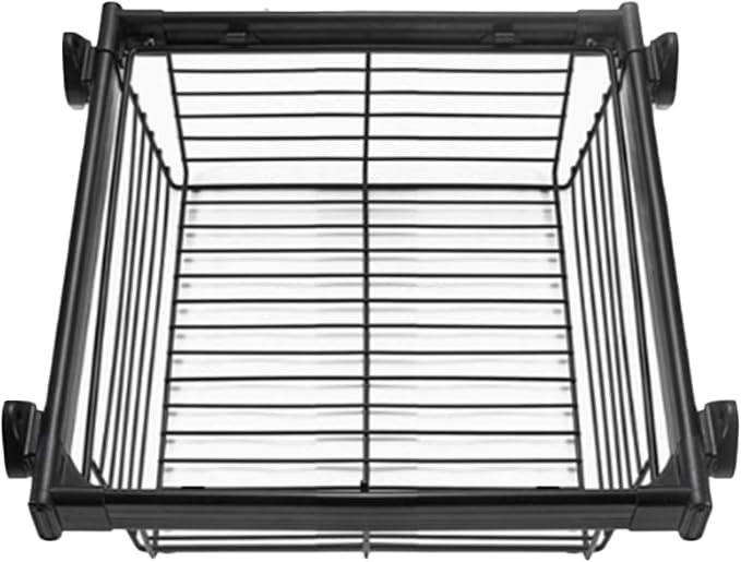 Pull-out Clothes Storage Basket,Stainless Steel Stackable Shelf Baskets Organizer,Stackable Storage Bins with Slide Rails,for Bedroom Office Bathroom(24.4-26.37in)