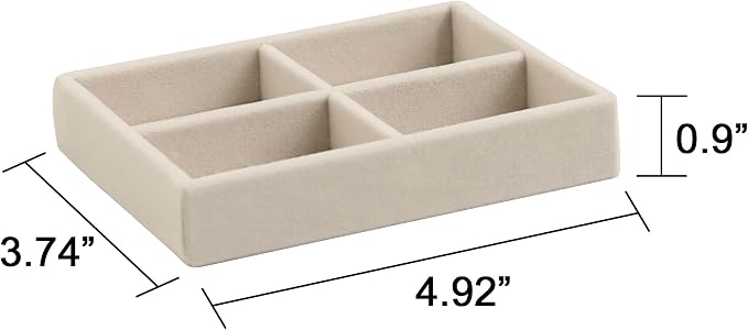 Frebeauty Small Jewelry Trays for Drawer,2 Pack 4 Grid Earring Organizer | Jewelry Display for Rings Stud,Jewelry Box Inserts,Drawer Inserts,Adjustable Dividers,Earring Organizer,Stackable,Mini Size