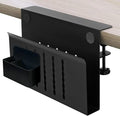 Laptop Holder for Desk, Under Desk Storage Organizer with Pen Slot | osseph Desk Storage, No Drill Clamp to 0.5-2.38" Desks, Cooling Vents Vertical Rack, Magnetic Pen Holder, 22 Lbs Carbon Steel