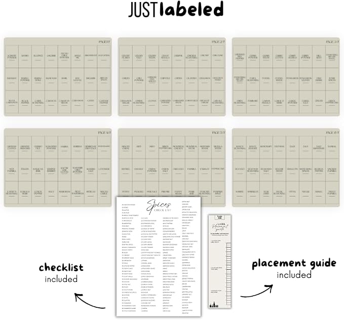 Spice Labels - 168 Aesthetic Beige Spice Labels for Jars - Waterproof Stickers for Spice containers - Preprinted Minmalist Oilproof Herbs & Seasoning Labels