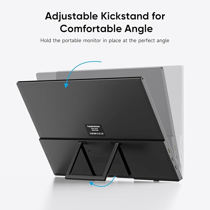 Travel Portable Monitor with Sleeve Bag, 15.6" FHD 1080P Portable Screen for Laptop with Kickstand, USB-C HDMI Second External Monitor, Screen Extender for Laptop Mac Phone PS4/5 Xbox Switch - Black