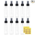 LISAPACK 2oz Small Spray Bottle (10 Pack) Plastic Mini Fine Mist Atomizer, Tiny Sprayer for Travel Perfume, Cologne, Alcohol (Clear, 60ml)