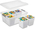 MACOPRO 17 QT Clear Storage Bins with Lids Plastic Box Multipurpose Stackable Storage Containers for Organizing Tool,Craft,Crayon,Marker Pen(White, 1Pack-6-in-1)