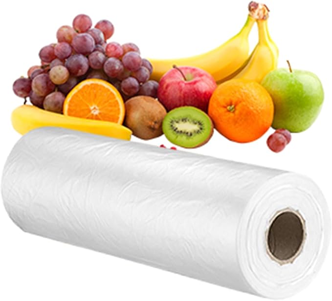 1 Roll Plastic Produce Bags for Groceries, 30x40cm(12x16in) Durable Clear Food Storage Bags for Bread, Fruits, Vegetables, Kitchen Disposable Plastic Storage Bag, 350 Pcs per Roll